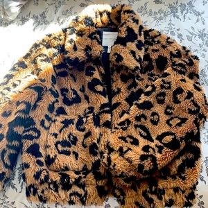 Barely Worn Leopard Print Teddy Bomber